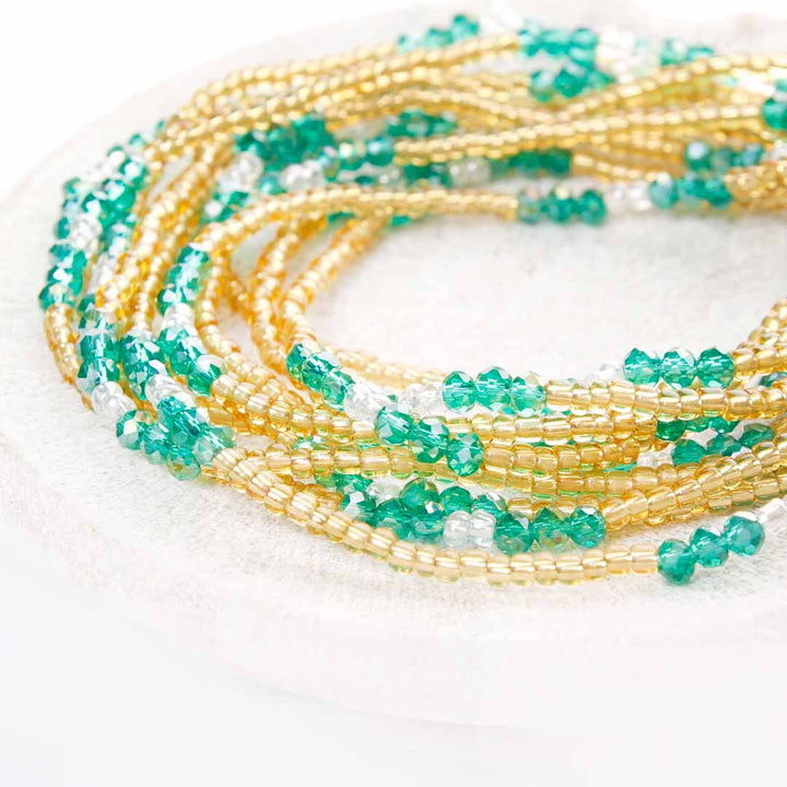 Emerald Sun Beaded Ankle Bracelet - Handmade Artisan Jewelry - Stack - Cana Capri