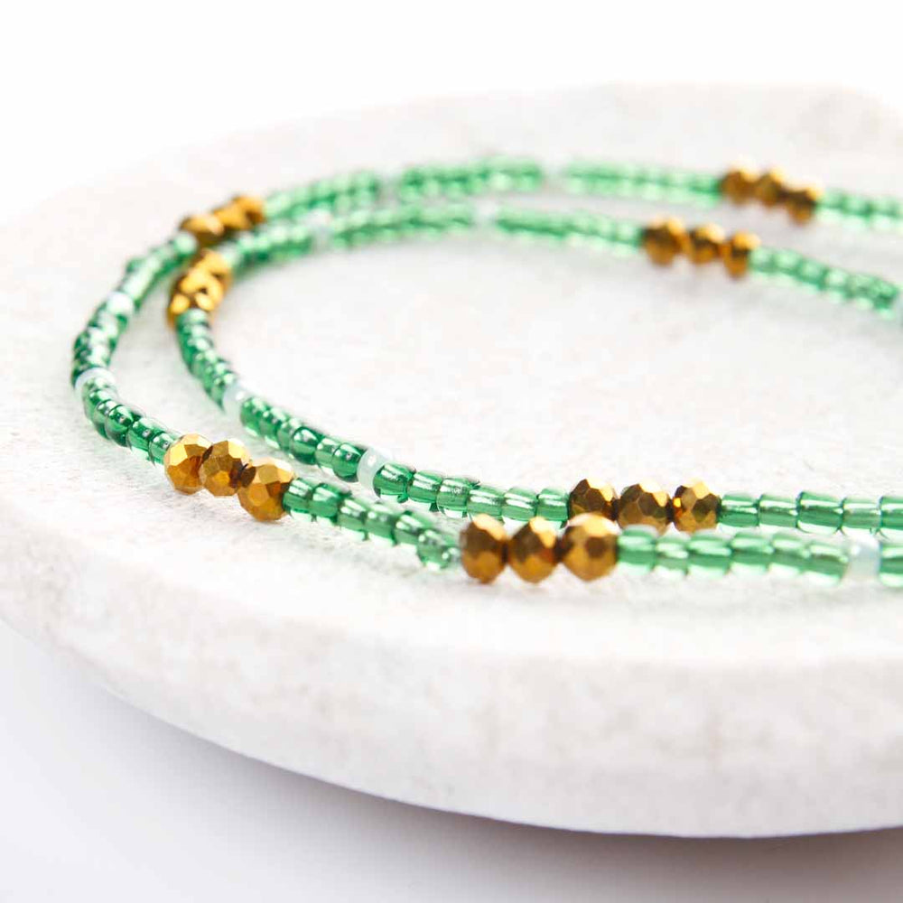 Emerald & Pearl Sunset Beaded Anklet-2