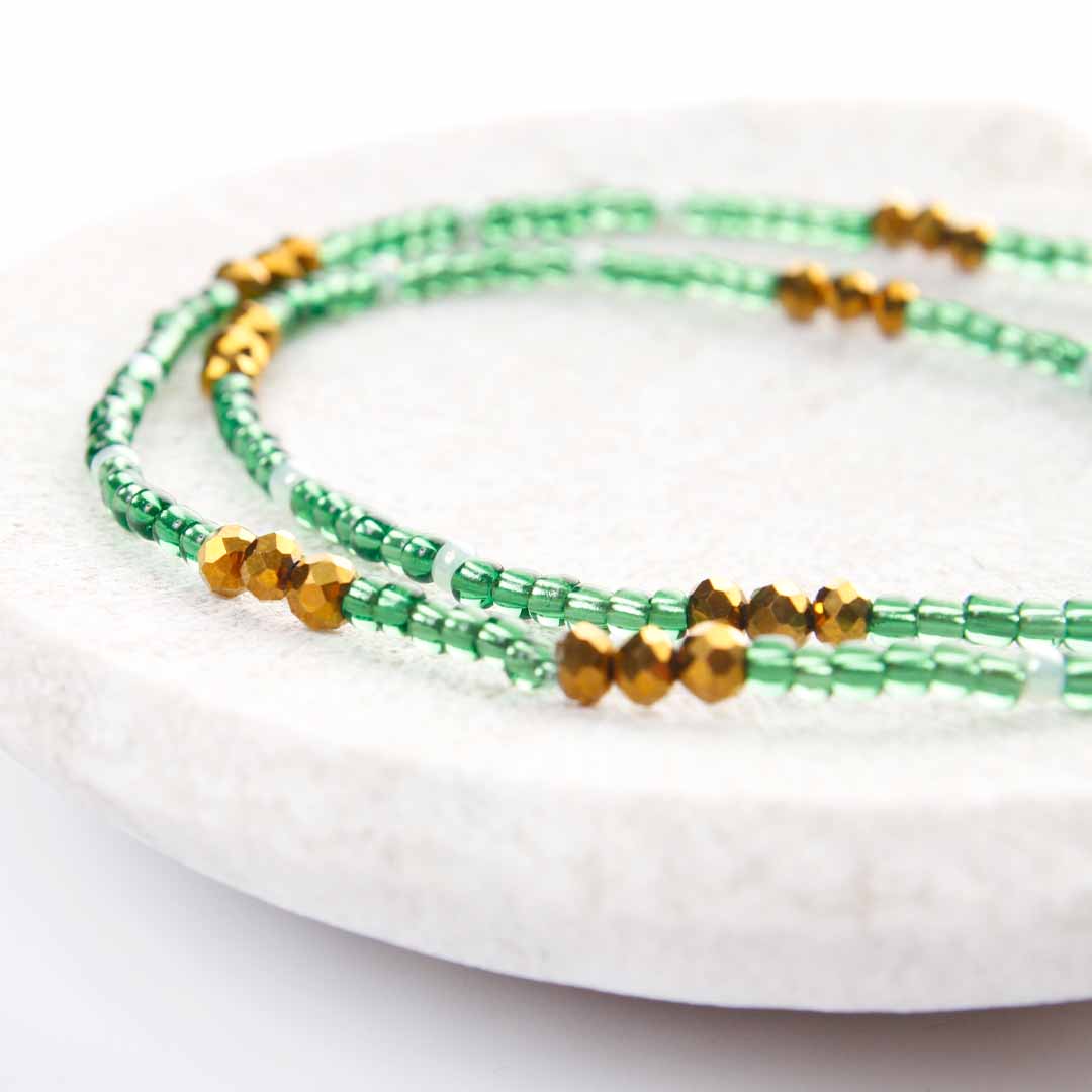 Emerald & Pearl Sunset Beaded Anklet-2