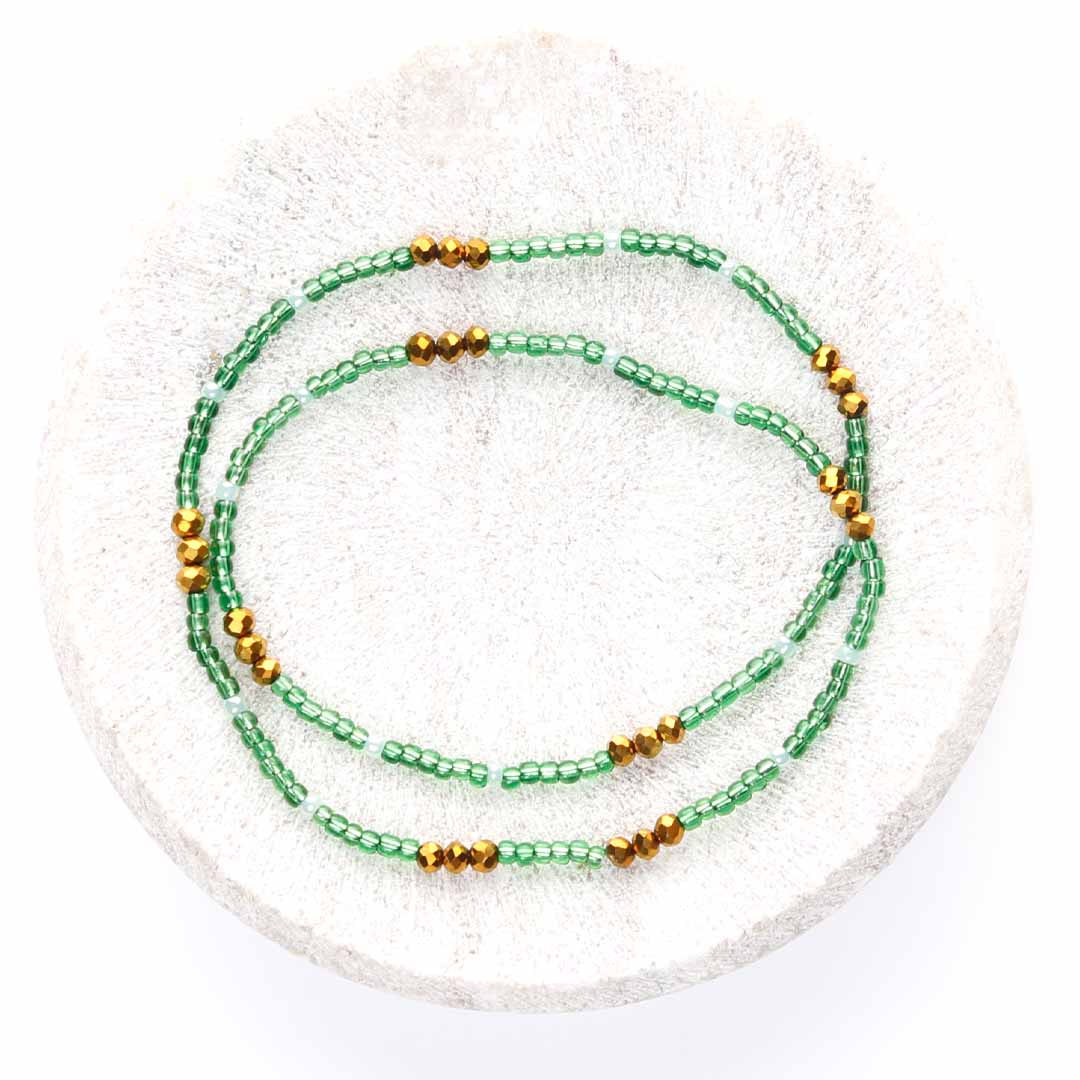 Emerald & Pearl Sunset Beaded Anklet-1