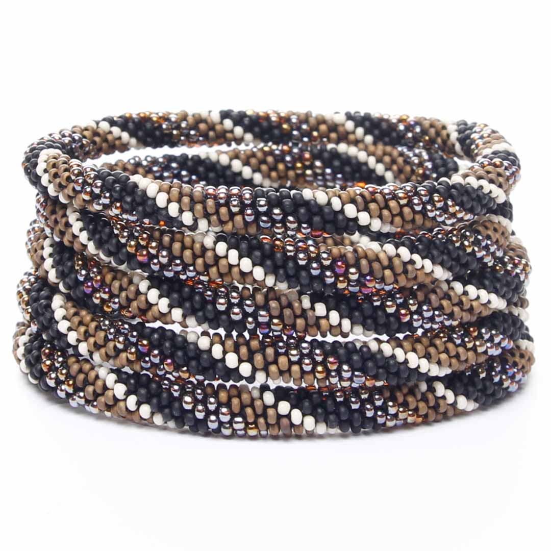 Espresso Bean Shimmer Beaded Bracelet-1 STack