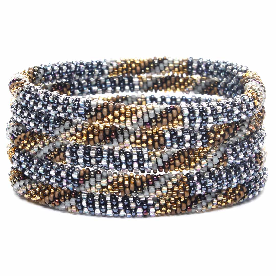Evening Cappuccino Beaded Bracelet Stack