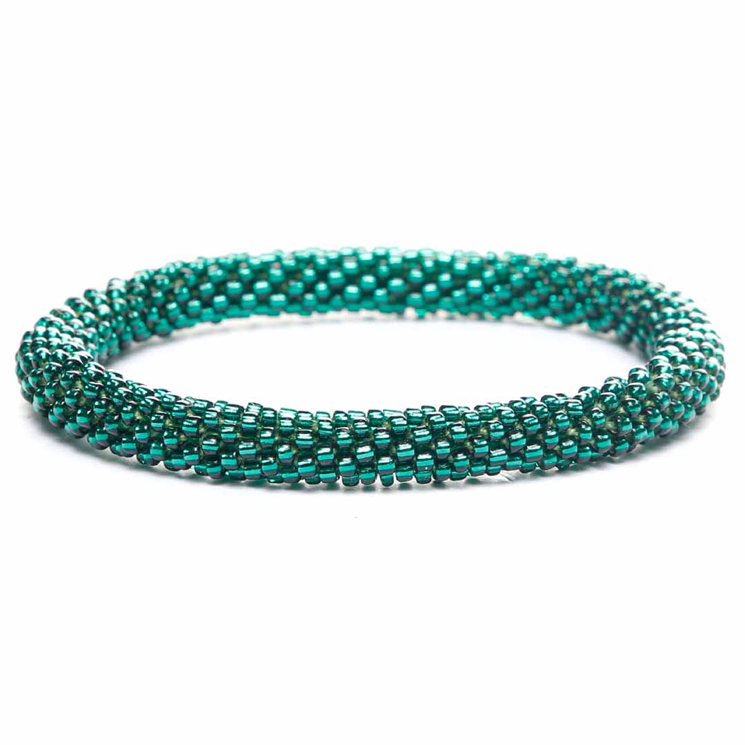 Evergreen Glimmer Bracelet - Seed Bead Jewelry Close Up - Cana Capri