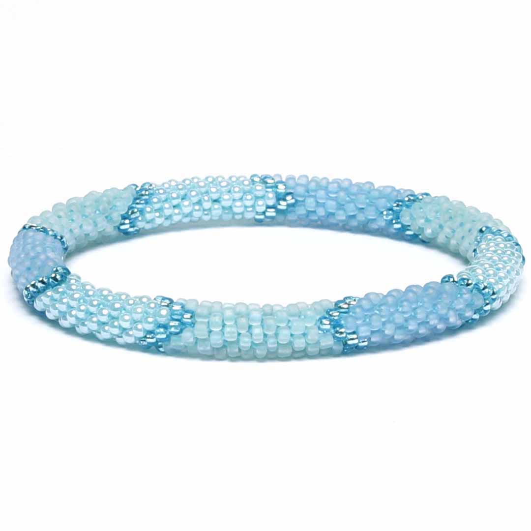 Frosted Caribbean Blue Beaded Bracelet