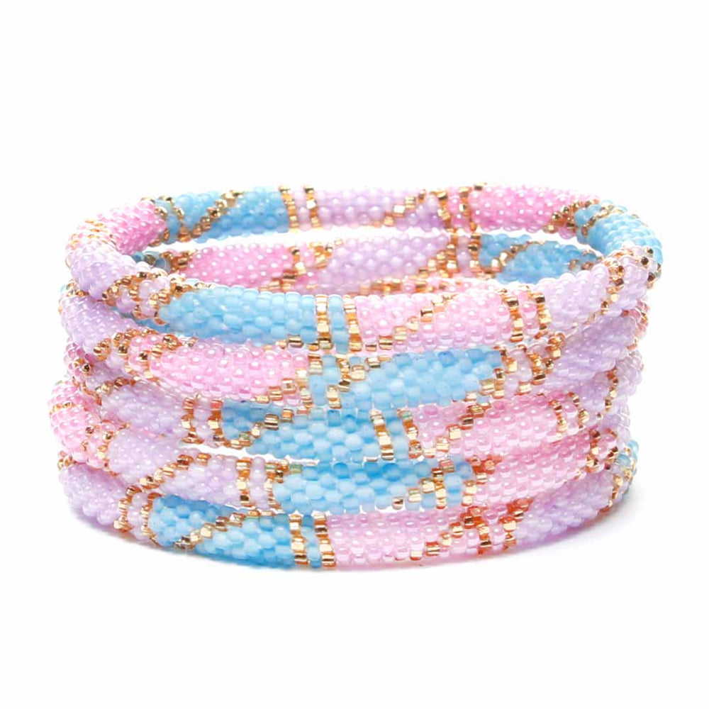 Frosted Cotton Candy Sparkles Beaded Bracelet Stack