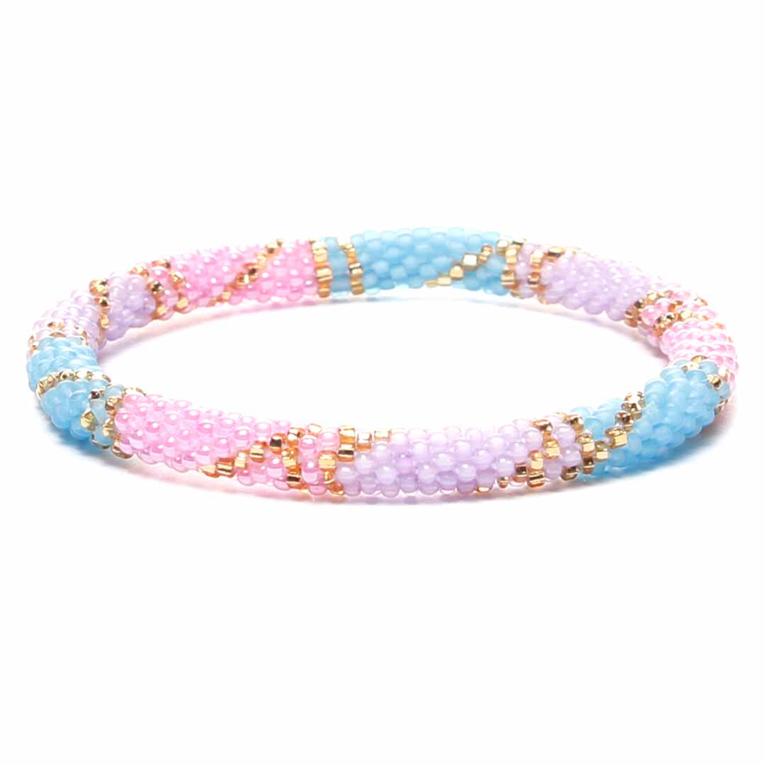 Frosted Cotton Candy Sparkles Beaded Bracelet