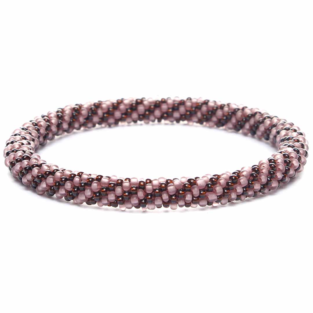 Frosted Cranberry Twist Beaded Bracelet