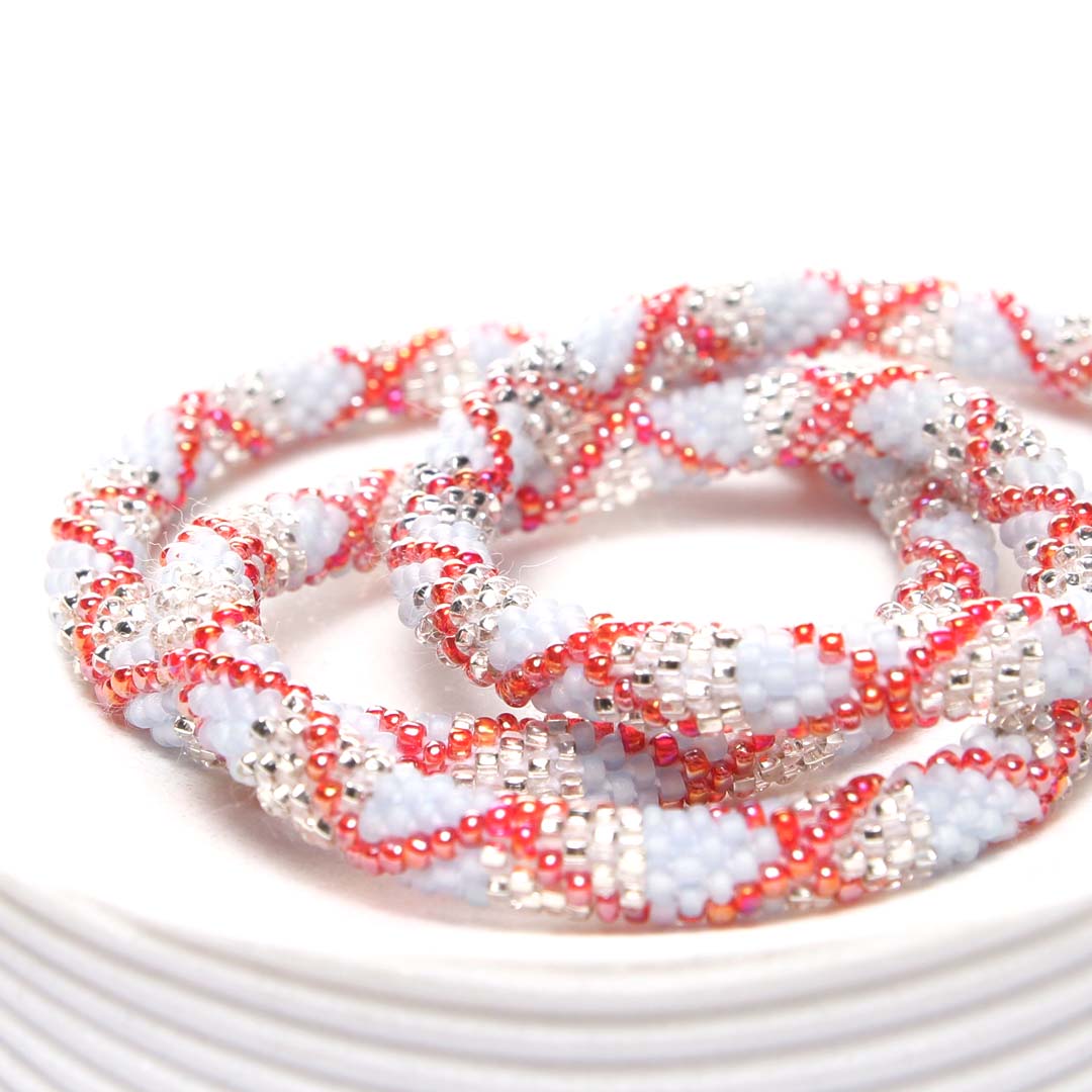 Frosted Cranberry Ice Beaded Bracelet-Side