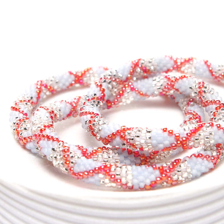 Frosted Cranberry Ice Beaded Bracelet-Side