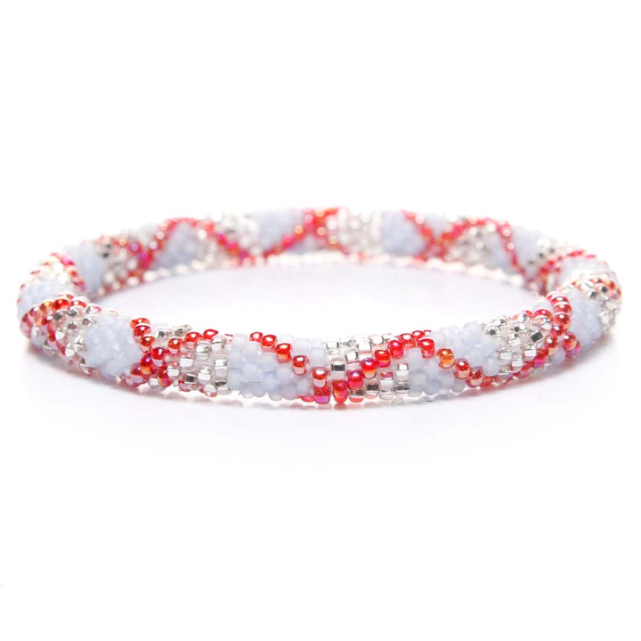 Frosted Cranberry Ice Beaded Bracelet-Front