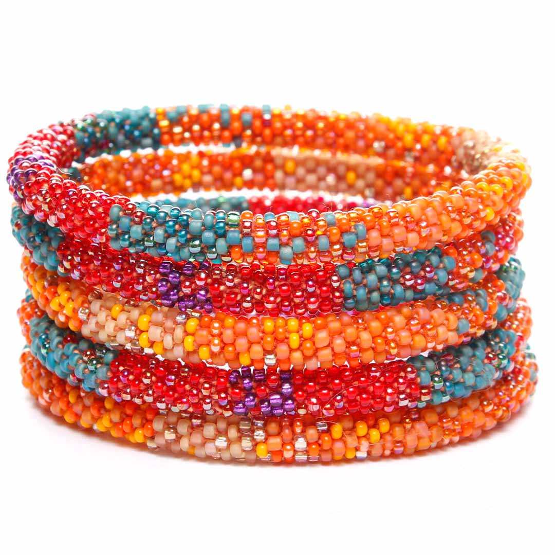 Frosted Desert Bracelet - Seed Bead Jewelry Stack - Cana Capri