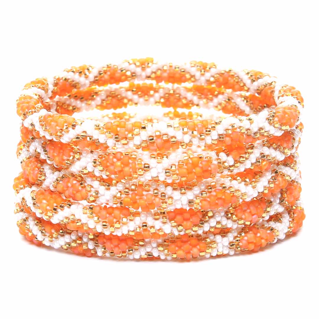 Frosted Dreamsicle Beaded Bracelet Stack