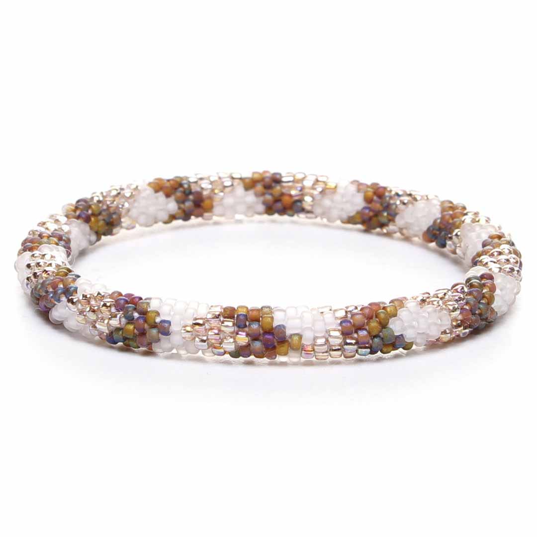 Frosted Hazelnut & Champagne Sparkles Beaded Bracelet