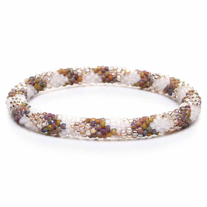 Frosted Hazelnut & Champagne Sparkles Beaded Bracelet