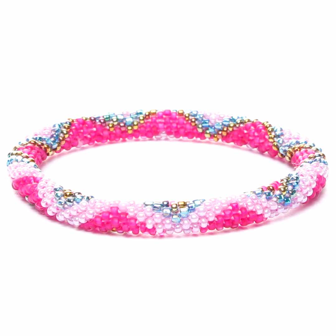 Frosted Hot Pink Canyon Beaded Bracelet-1