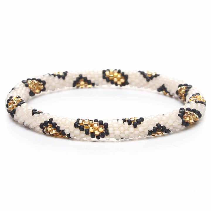 Frosted Ivory Leopard Beaded Bracelet