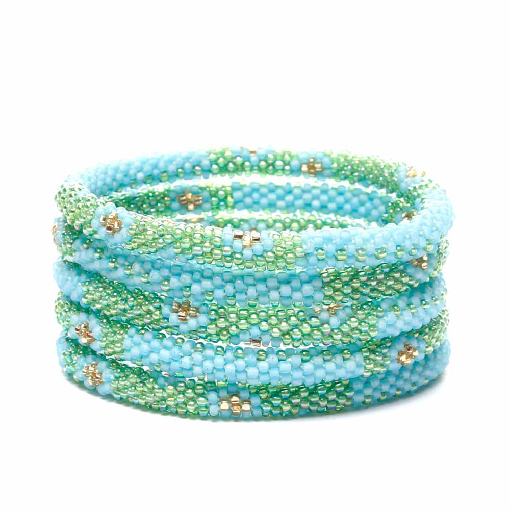 Frosted Lagoon Sparkles Beaded Bracelet STack