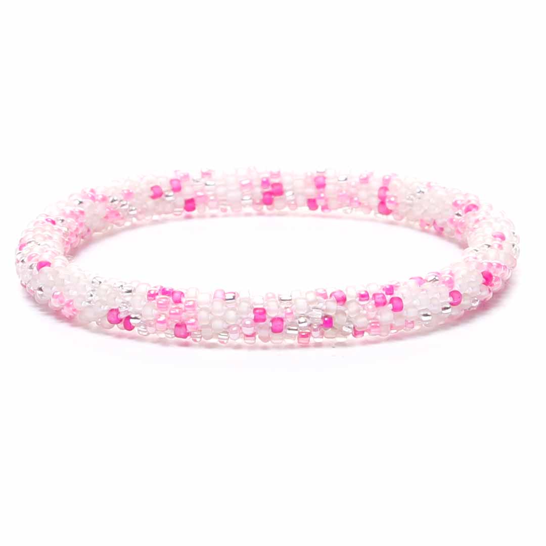 Frosted Pink Confetti Beaded Bracelet-1