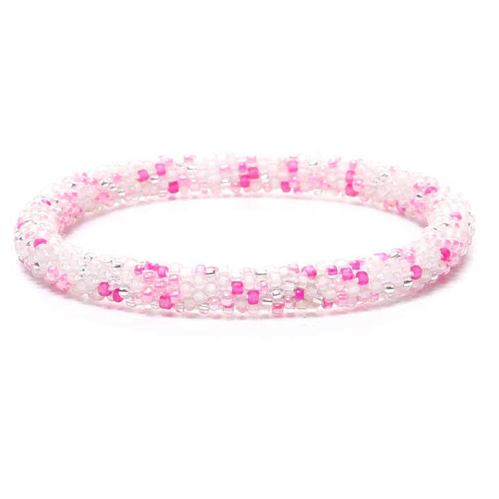 Frosted Pink Confetti Beaded Bracelet-1