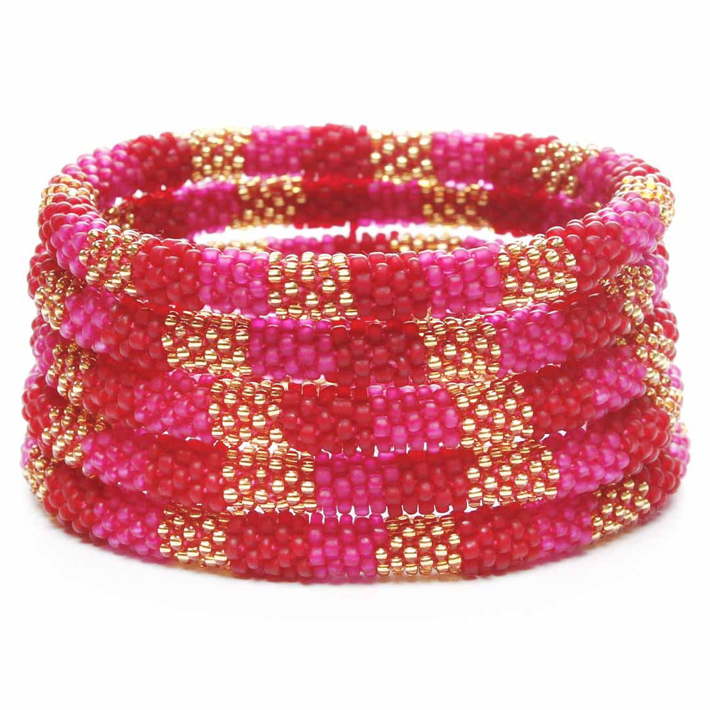 Frosted Ruby & Fuchsia Sparkle Stripe STack