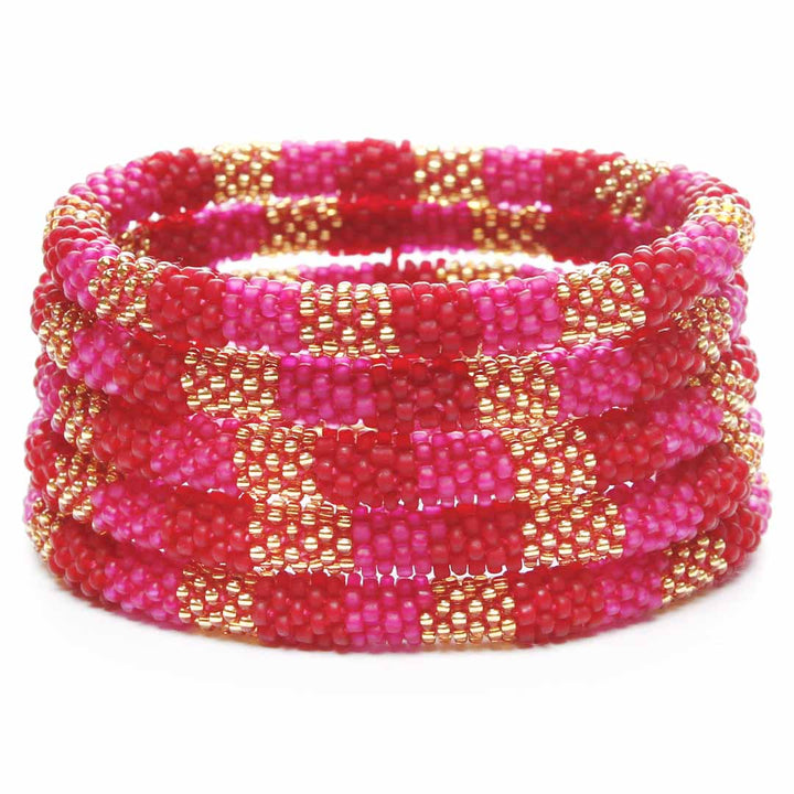 Frosted Ruby & Fuchsia Sparkle Stripe STack