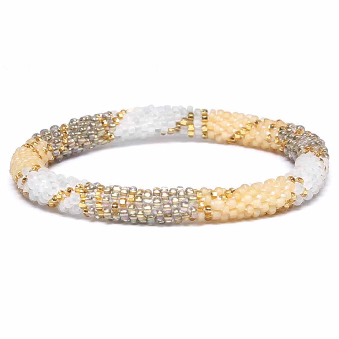 Frosted Vanilla Bead Twist Beaded Bracelet