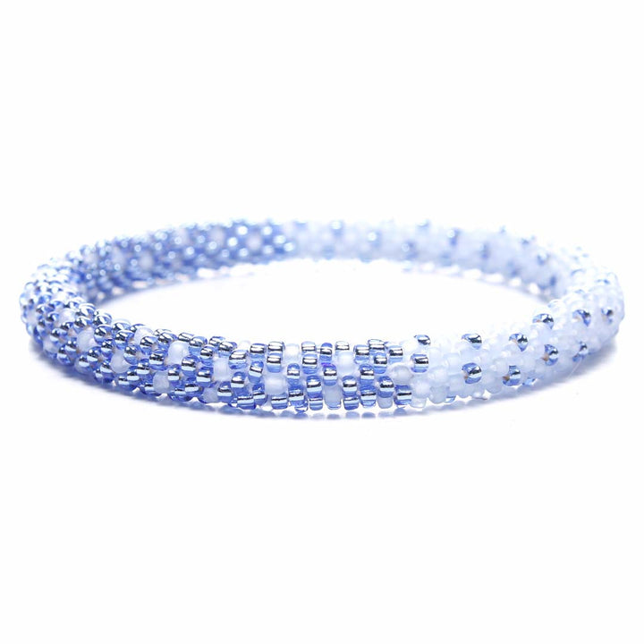 Frosty Blue Sparkles Beaded Bracelet Front