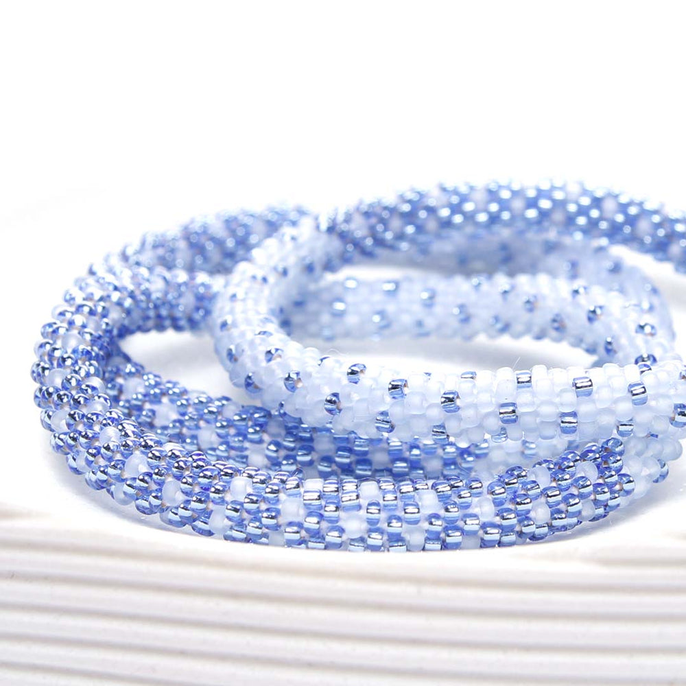 Frosty Blue Sparkles Beaded Bracelet Side