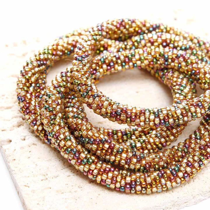 Gilded Confetti Bracelet - Seed Bead Jewelry Close Up - Cana Capri