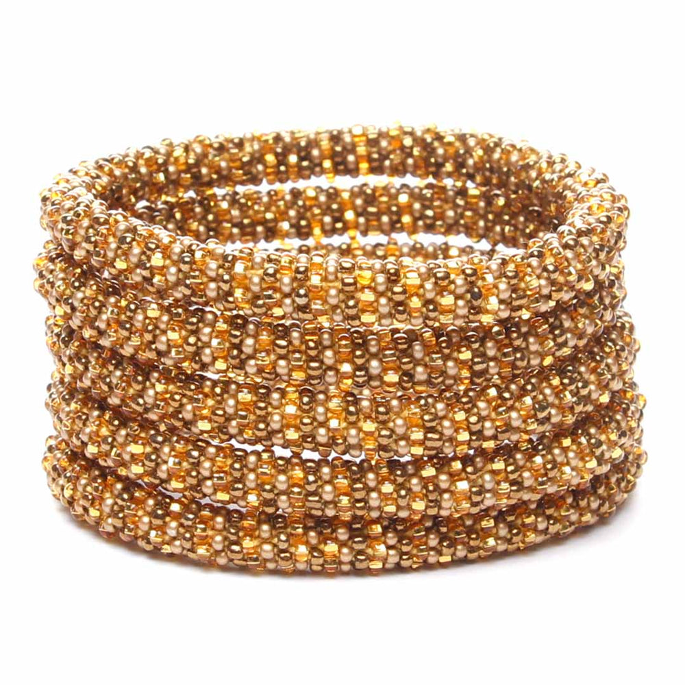 Gilded Gold Stripe Beaded Bracelet-2