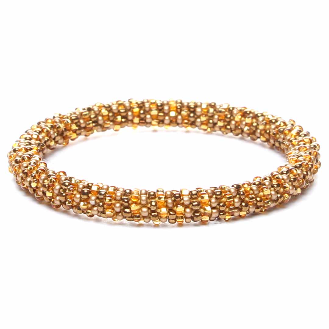 Gilded Gold Stripe Beaded Bracelet-1
