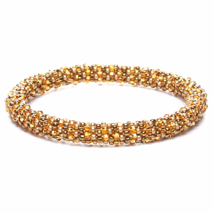 Gilded Gold Stripe Beaded Bracelet-1
