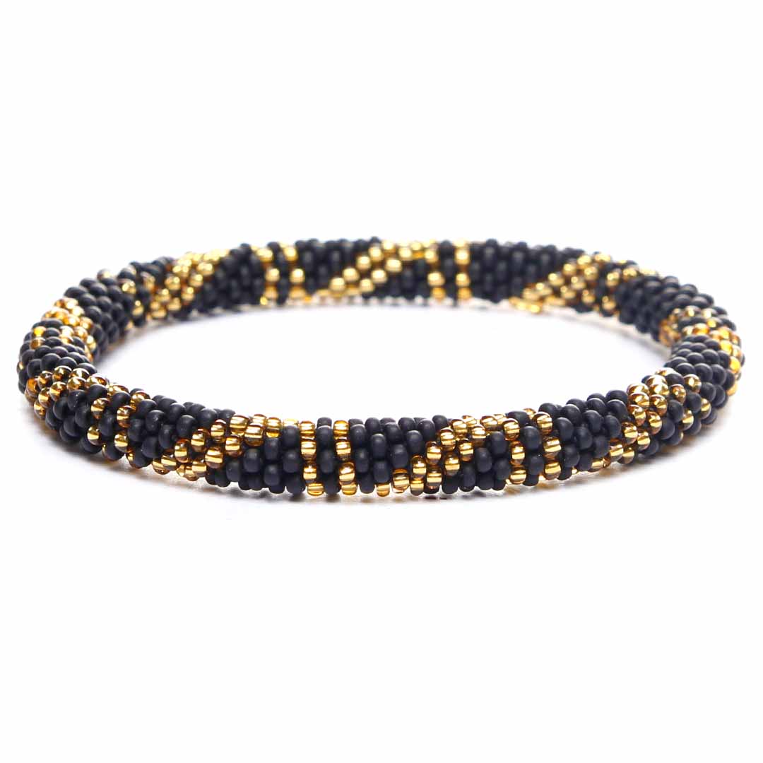 Gilded Night Bracelet - Handmade Seed Bead Jewelry - Front