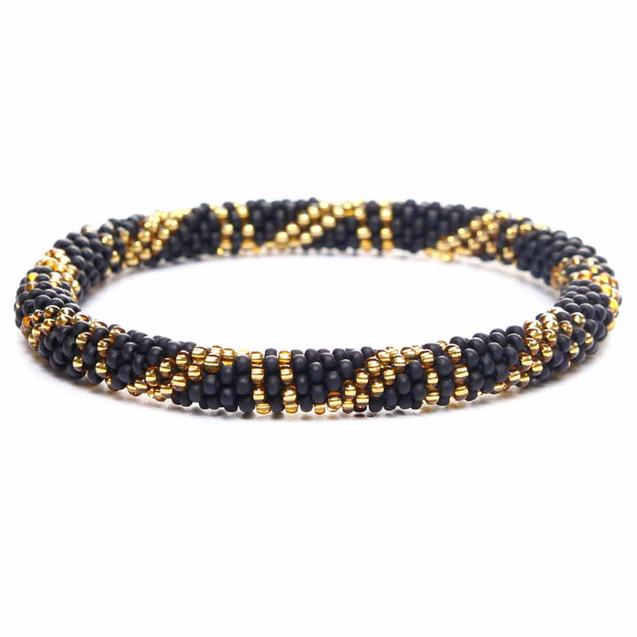 Gilded Night Bracelet - Handmade Seed Bead Jewelry - Front