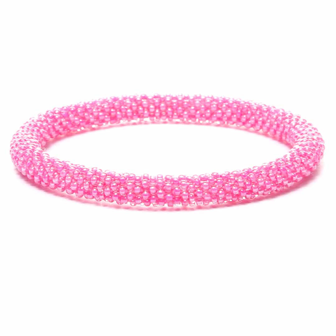 Glossy Pink Beaded Bracelet