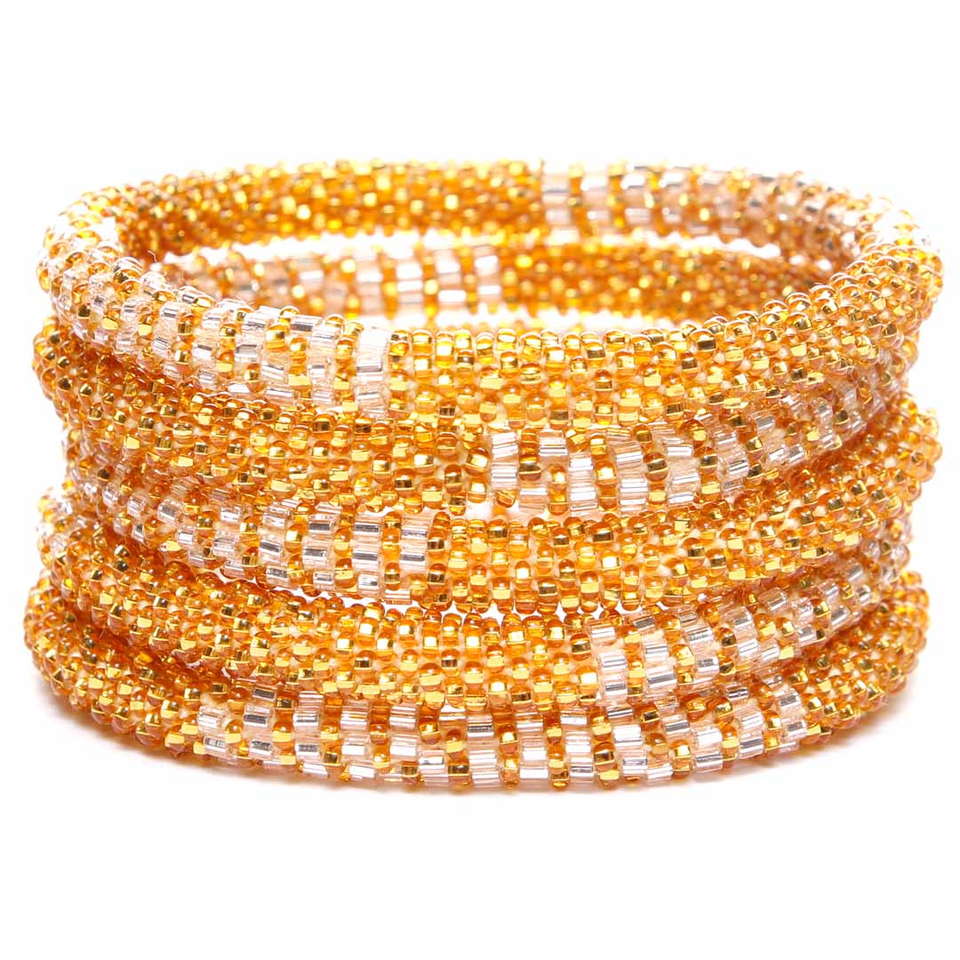 Gold & Silver Sparkle Bracelet - Seed Bead Jewelry Stack - Cana Capri