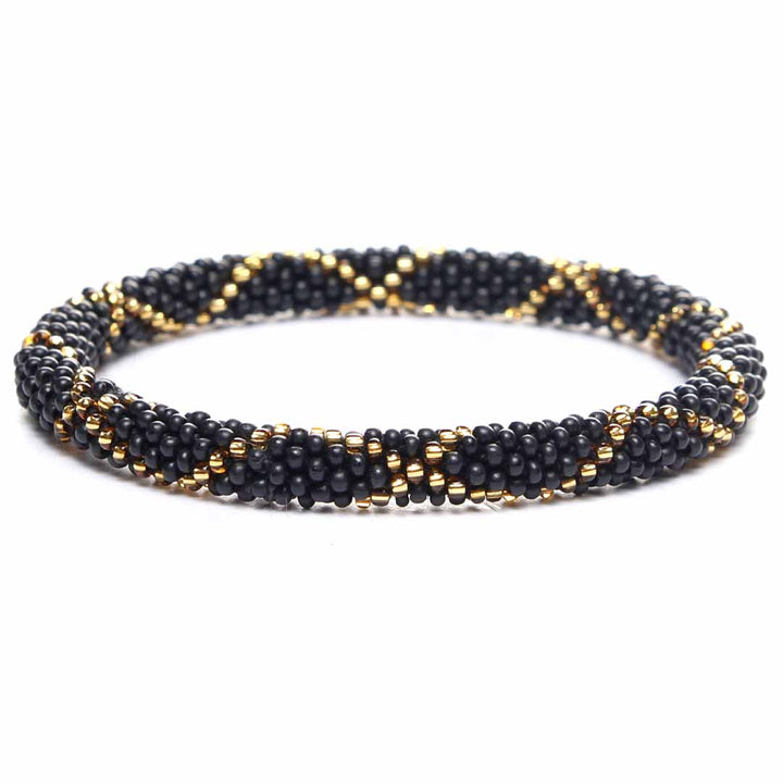 Golden Eclipse Bracelet - Handmade Seed Bead Jewelry - Front