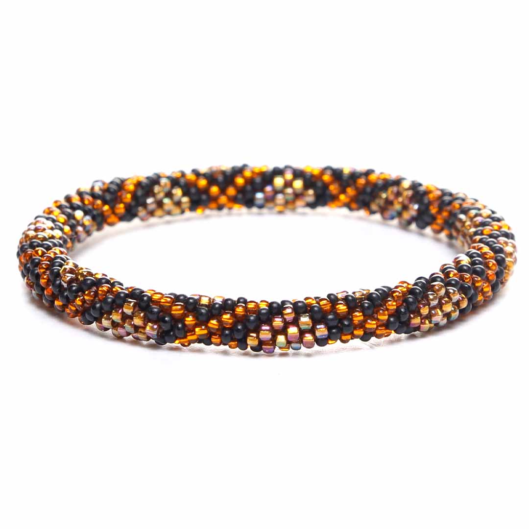 Golden Ember Bracelet - Handmade Seed Bead Jewelry - Front