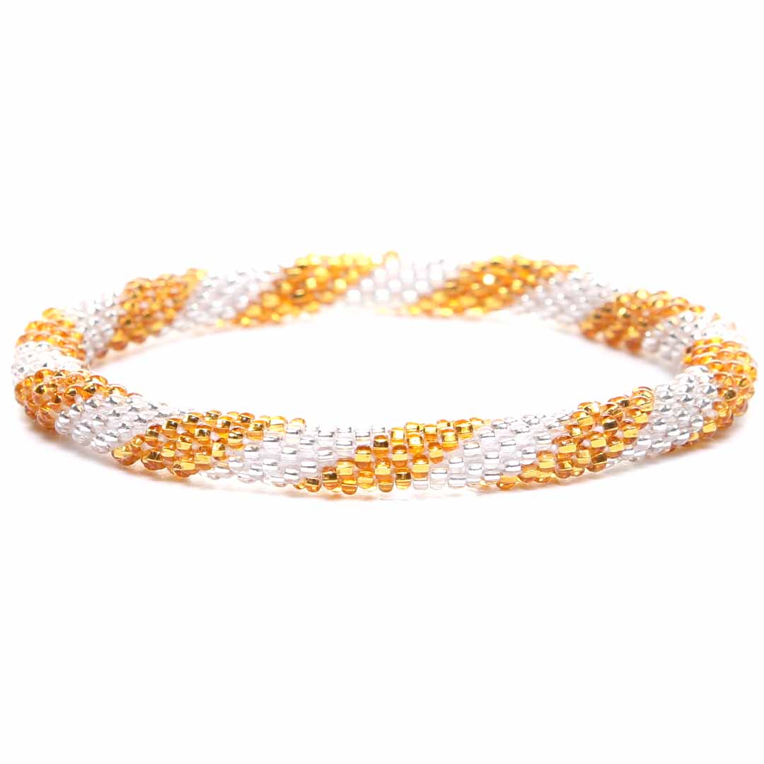 Golden Glitz Twist Bracelet - Seed Bead Jewelry Close Up Detail - Cana Capri