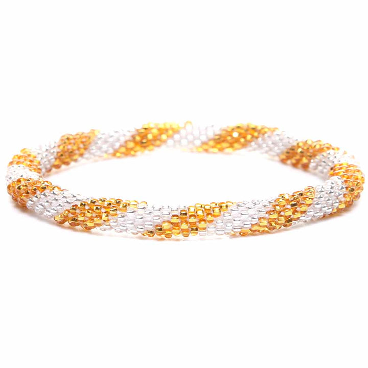 Golden Glitz Twist Bracelet - Seed Bead Jewelry Close Up Detail - Cana Capri