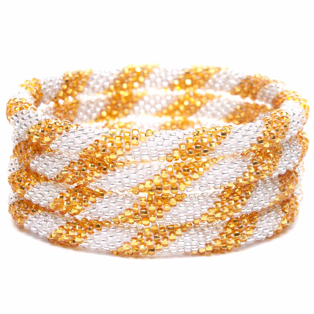 Golden Glitz Twist Bracelet - Seed Bead Jewelry Stack - Cana Capri