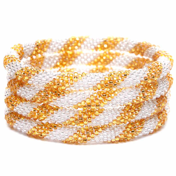 Golden Glitz Twist Bracelet - Seed Bead Jewelry Stack - Cana Capri
