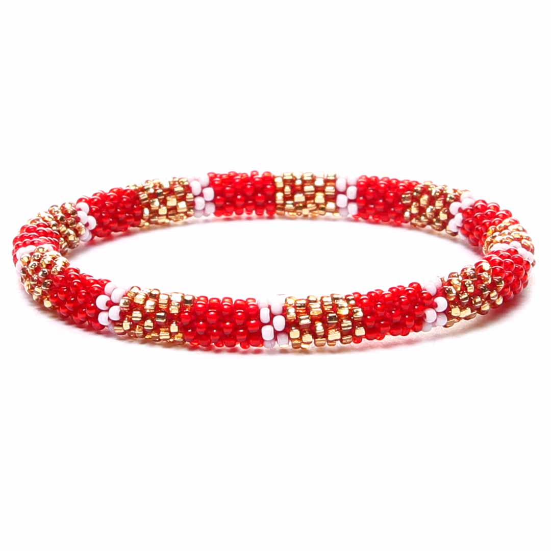 Sparkly Holiday Stripe Beaded Bracelet