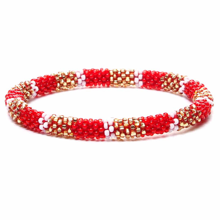 Sparkly Holiday Stripe Beaded Bracelet