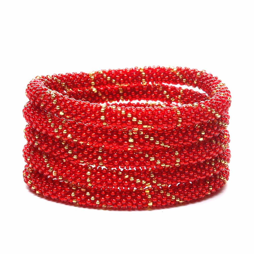 Sparkly Holiday Stripe Beaded Bracelet Stack