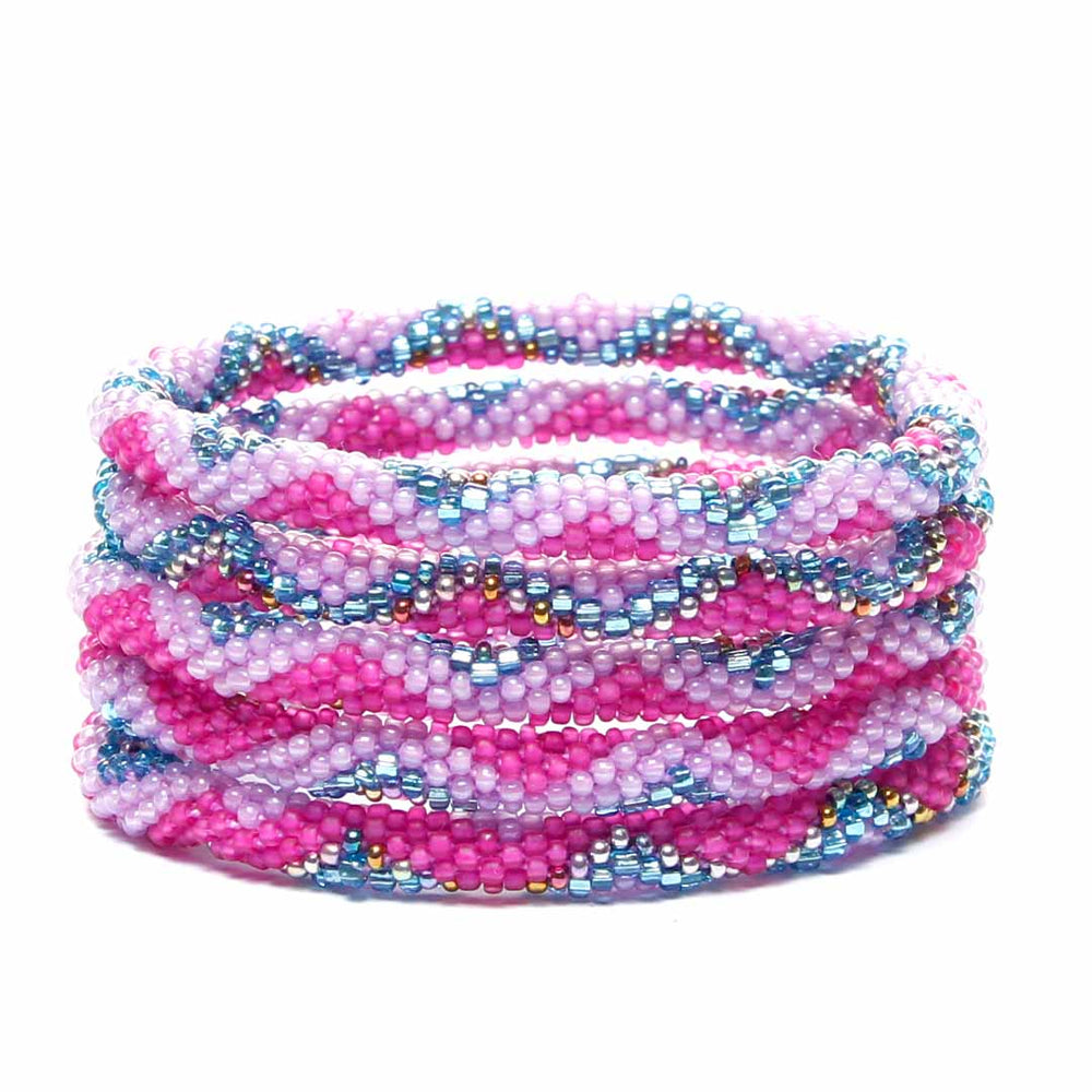 Hot Pink Desert Blooms Beaded Bracelet Stack