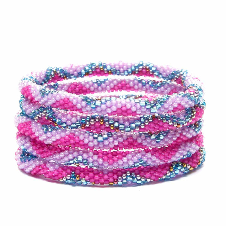 Hot Pink Desert Blooms Beaded Bracelet Stack
