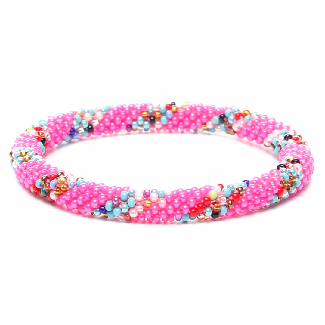 Hot Pink Sprinkle Twist Beaded Bracelet-1