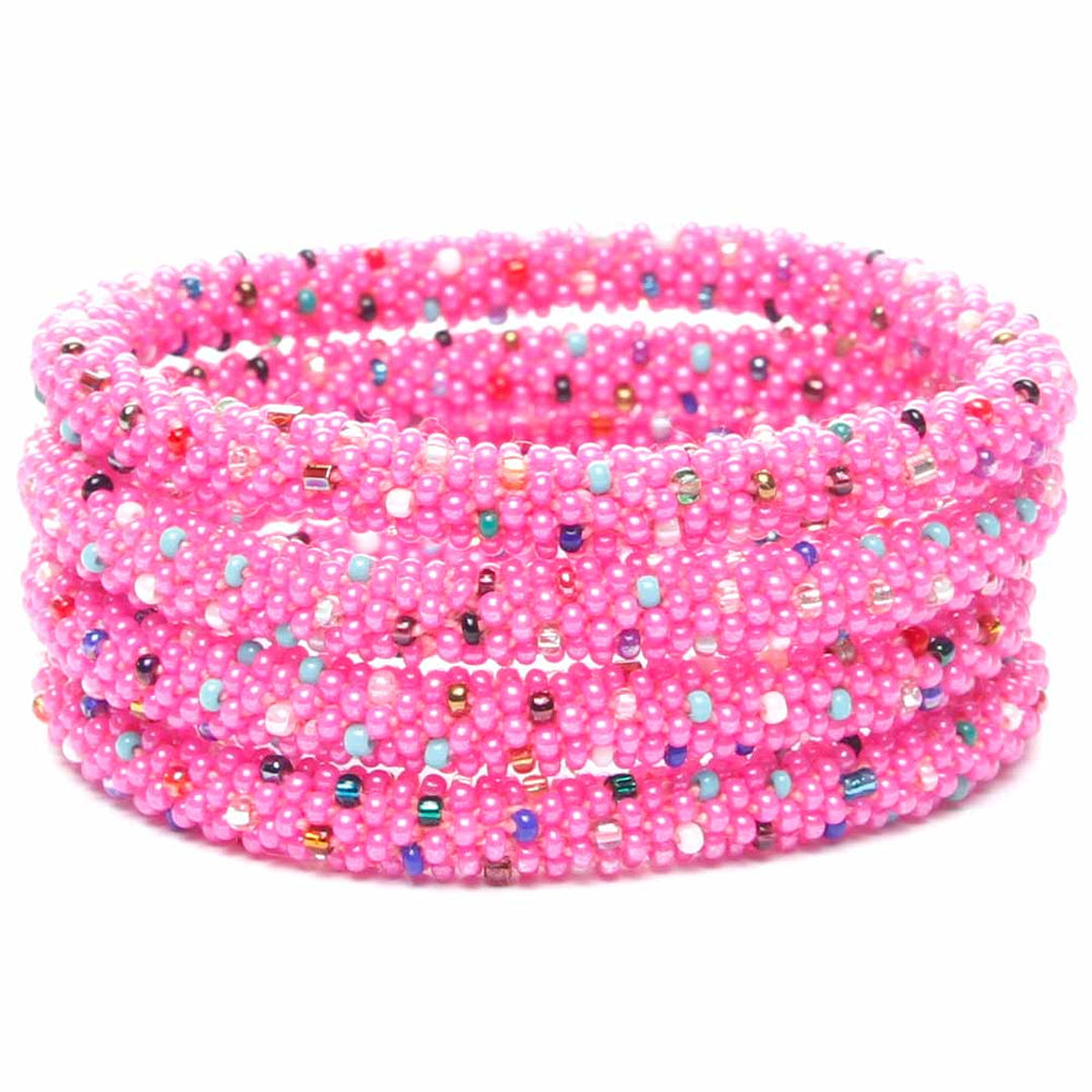Hot Pink Sprinkles Beaded Bracelet-2