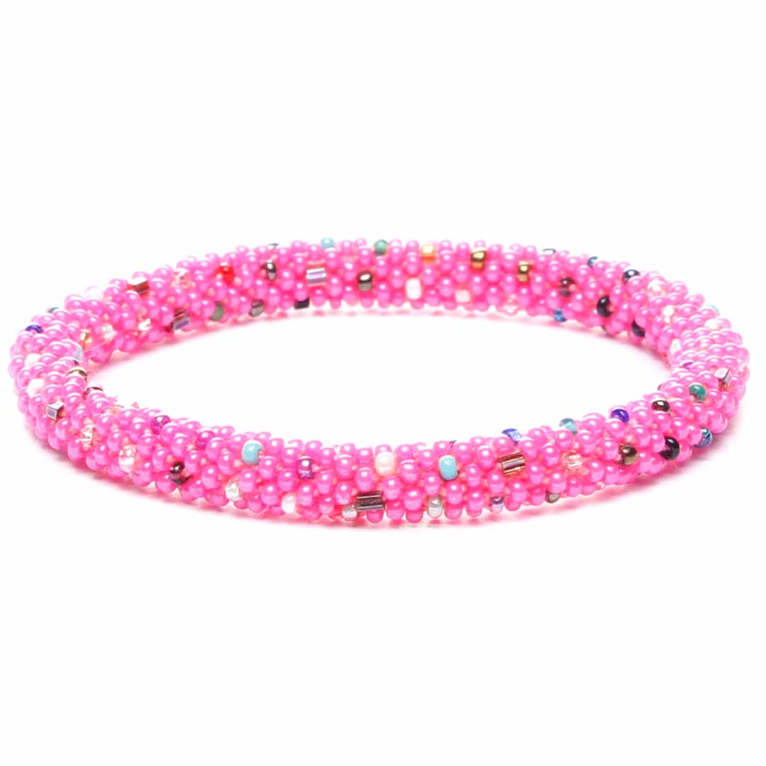 Hot Pink Sprinkles Beaded Bracelet-1